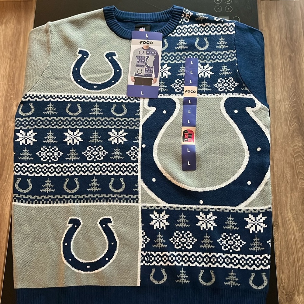 Foco Indianapolis Colts Busy Block Snowfall Sweater